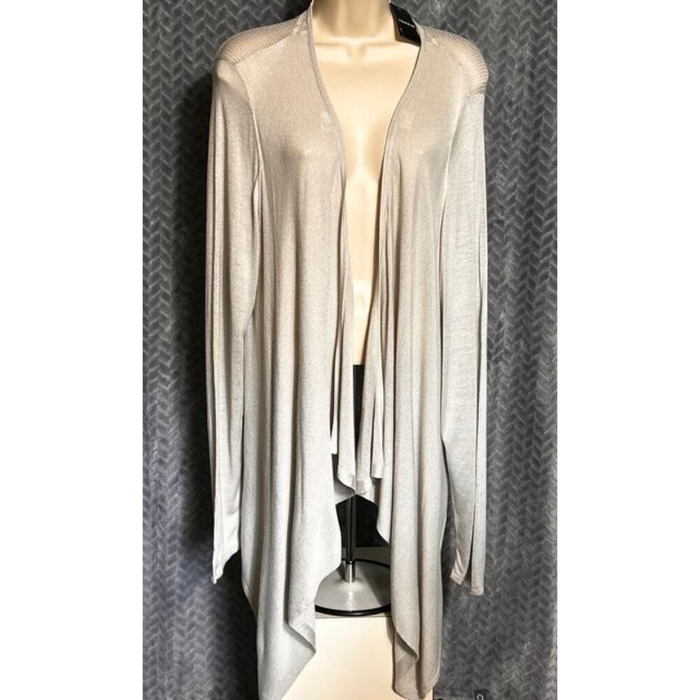 Torrid NWT Open Front Pointelle Lacy Jacket 3X Pearl Grey Drapey Open Knit